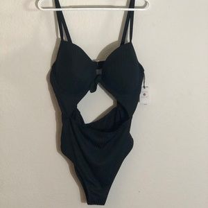 Plus Size Black Ribbed Swimsuit - NWT